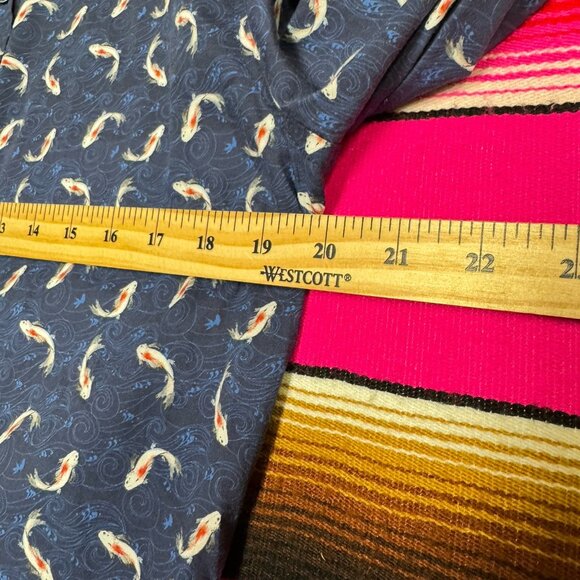 A Fish Named Fred Shirt Men S Koi Fish All Over Print Navy Flip Cuff Preppy - Picture 6 of 10